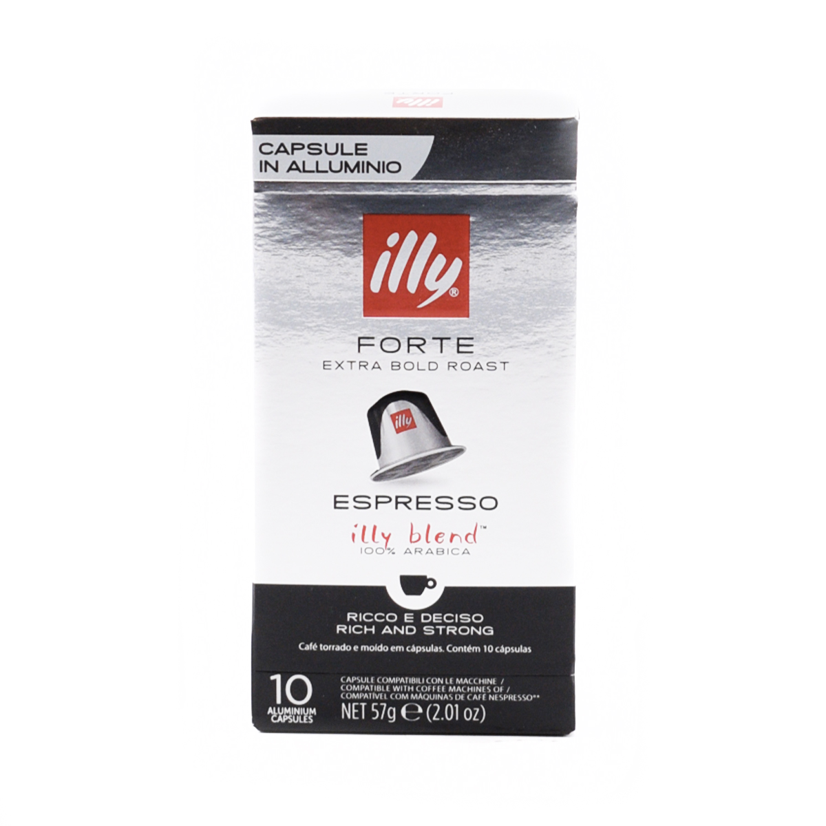 Illy Caffè Espresso Forte 100% Arabica, 10 Capsule 57g Compatibile Nespresso