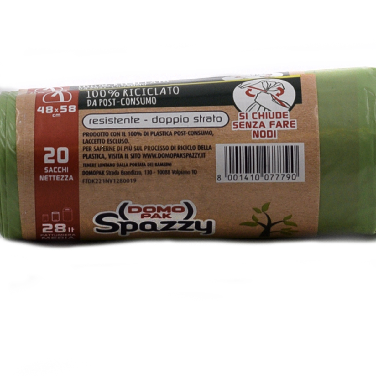 Domo Pak Spazzy Sacco Verde 100% Riciclato 20pz