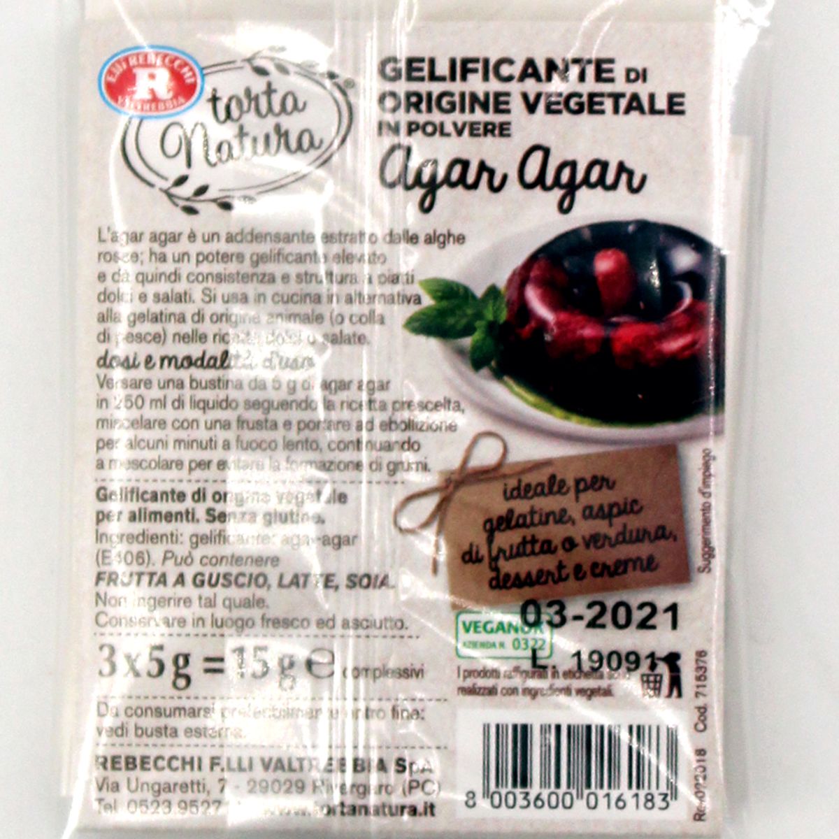 Rebecchi Torta Natura, Gelatina Spray Trasparente con Agar Agar 200ml