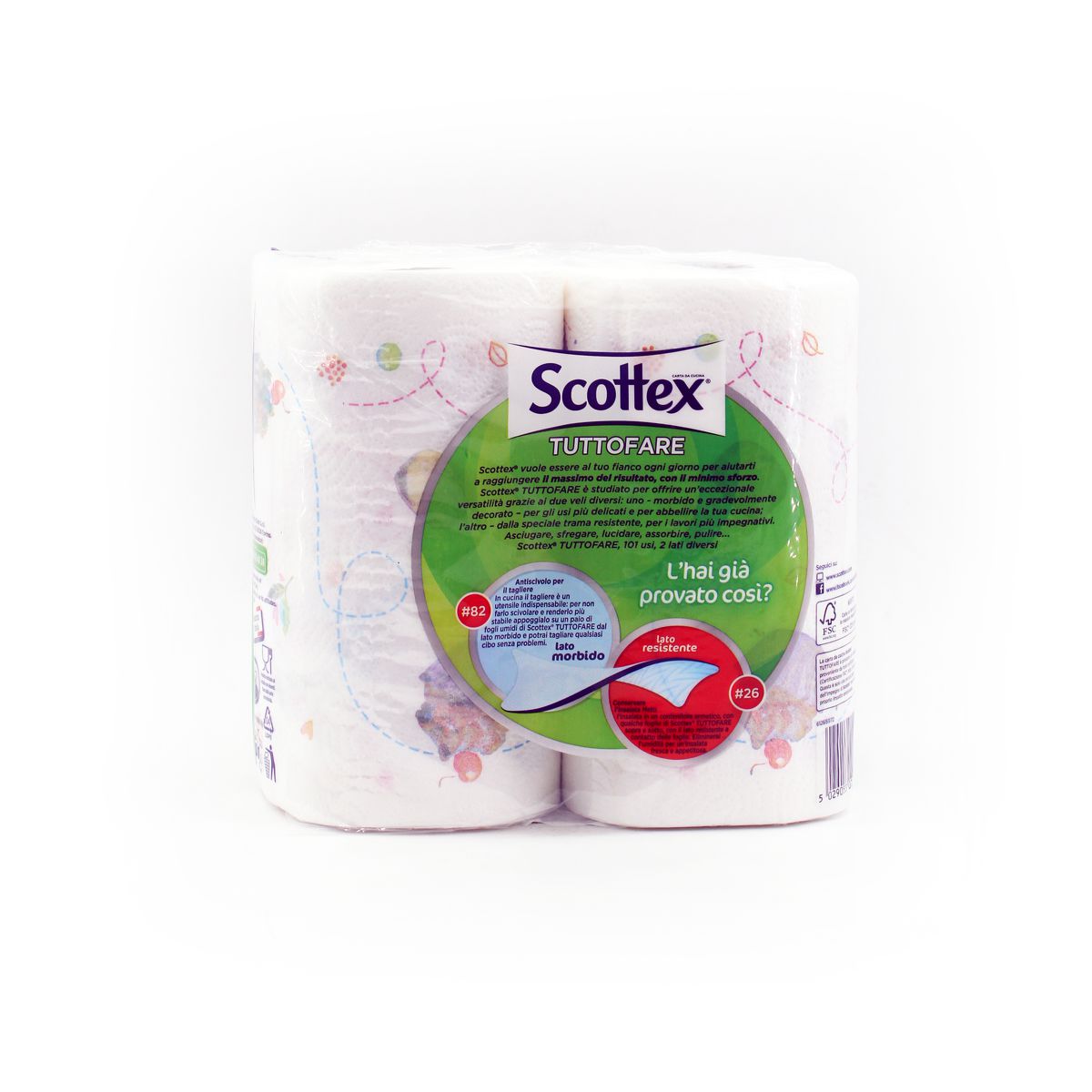 Scottex Carta da Cucina, Tuttofare, 101 Usi, 2 Lati Diversi 2 maxi rotoli